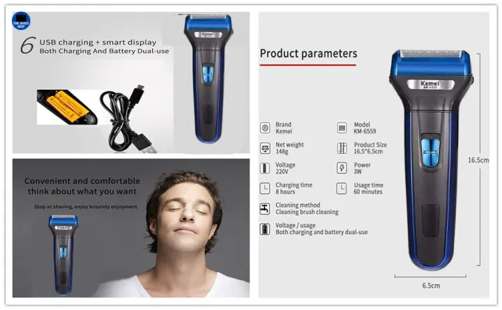 Kemei 3 In 1 Electric  Rechargeable Shaving Machine
